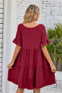 V-Neck Flounce Sleeve Tiered Dress (8 Colors)  Krazy Heart Designs Boutique   