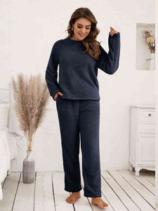 Teddy Long Sleeve Top and Pants Lounge Set (9 Colors) Loungewear Krazy Heart Designs Boutique   