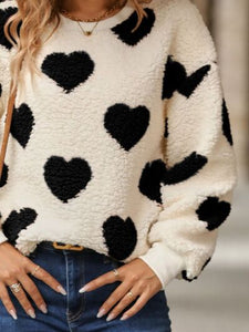 Fuzzy Heart Dropped Shoulder Sweatshirt (3 Colors) Shirts & Tops Krazy Heart Designs Boutique   