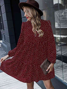 V-Neck Long Sleeve Mini Dress Dress Krazy Heart Designs Boutique Wine XS 