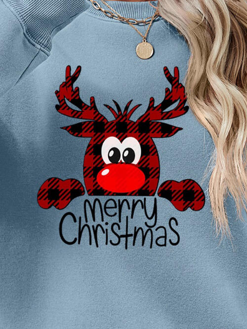 MERRY CHRISTMAS With Reindeer Sweatshirt (9 Colors)  Krazy Heart Designs Boutique   