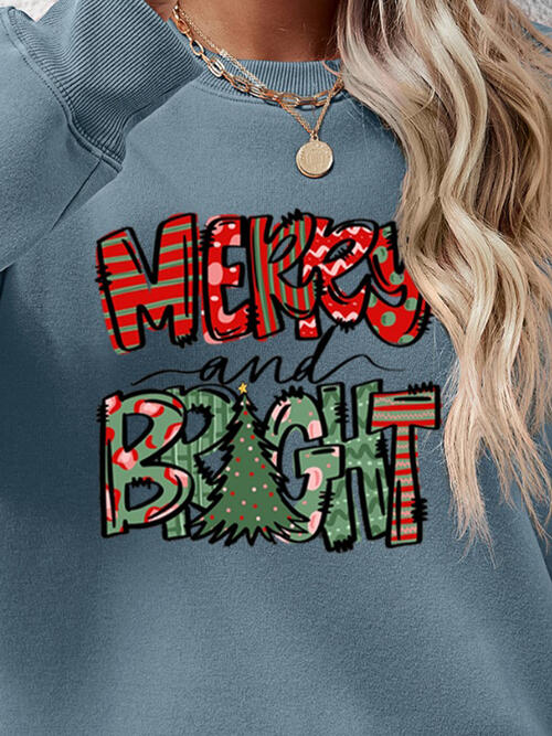 MERRY AND BRIGHT Long Sleeve Sweatshirt (9 Colors)  Krazy Heart Designs Boutique   