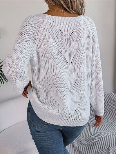 Openwork Buttoned Square Neck Sweater (3 Colors) Shirts & Tops Krazy Heart Designs Boutique   