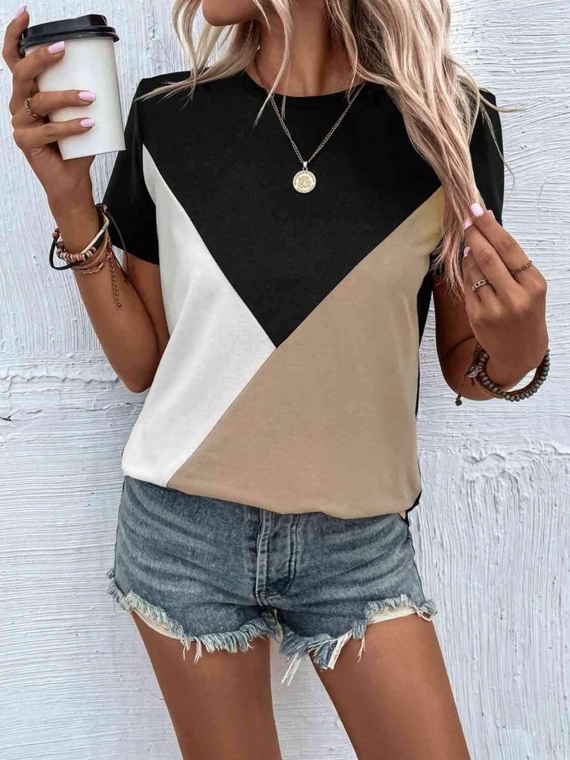 Trendy Color Block Blouse Shirts & Tops Krazy Heart Designs Boutique   