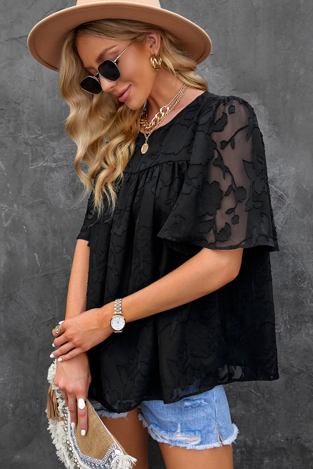 Round Neck Puff Sleeve Blouse (11 Colors)  Krazy Heart Designs Boutique   