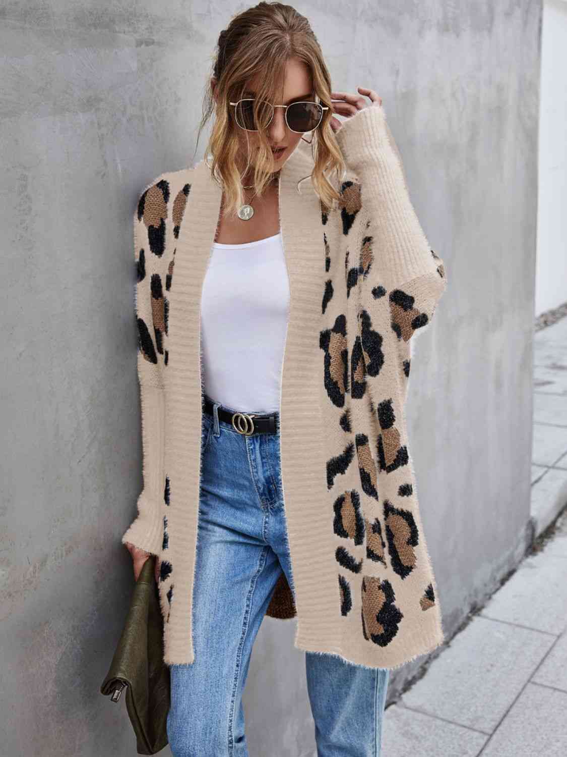 Leopard Pattern Fuzzy Cardigan (3 Colors)  Krazy Heart Designs Boutique   