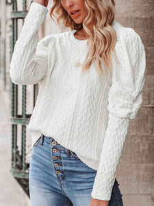 Round Neck Puff Sleeve Knit Top (5 Colors) Shirts & Tops Krazy Heart Designs Boutique   