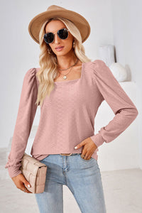 Square Neck Puff Sleeve Blouse (8 Colors)  Krazy Heart Designs Boutique Dusty Pink S 