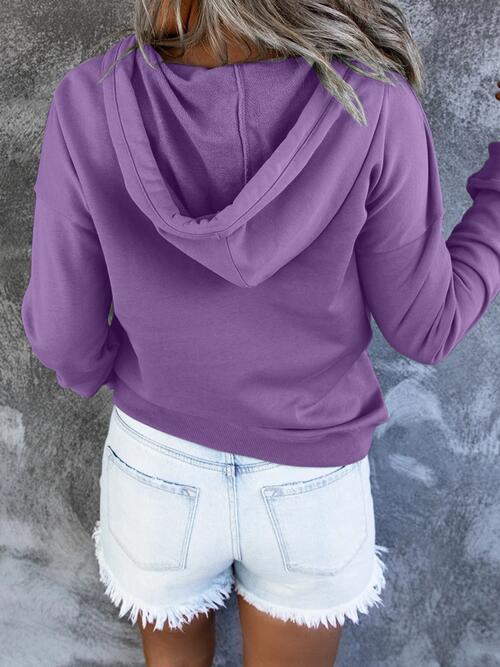 Half Snap Drawstring Long Sleeve Hoodie (12 Colors) Shirts & Tops Krazy Heart Designs Boutique   