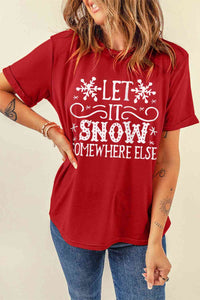 Let It Snow Graphic Round Neck T-Shirt  Krazy Heart Designs Boutique   