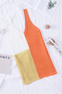 KHD Color Block V-Neck Knitted Tank (3 Colors)  Krazy Heart Designs Boutique Tangerine S 