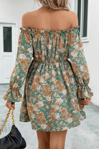 Floral Off-Shoulder Flounce Sleeve Dress (2 Colors)  Krazy Heart Designs Boutique   