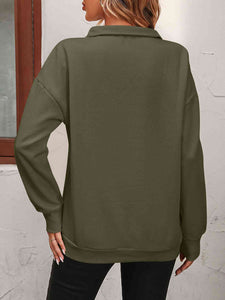 Zip-Up Dropped Shoulder Sweatshirt (7 Colors)  Krazy Heart Designs Boutique   
