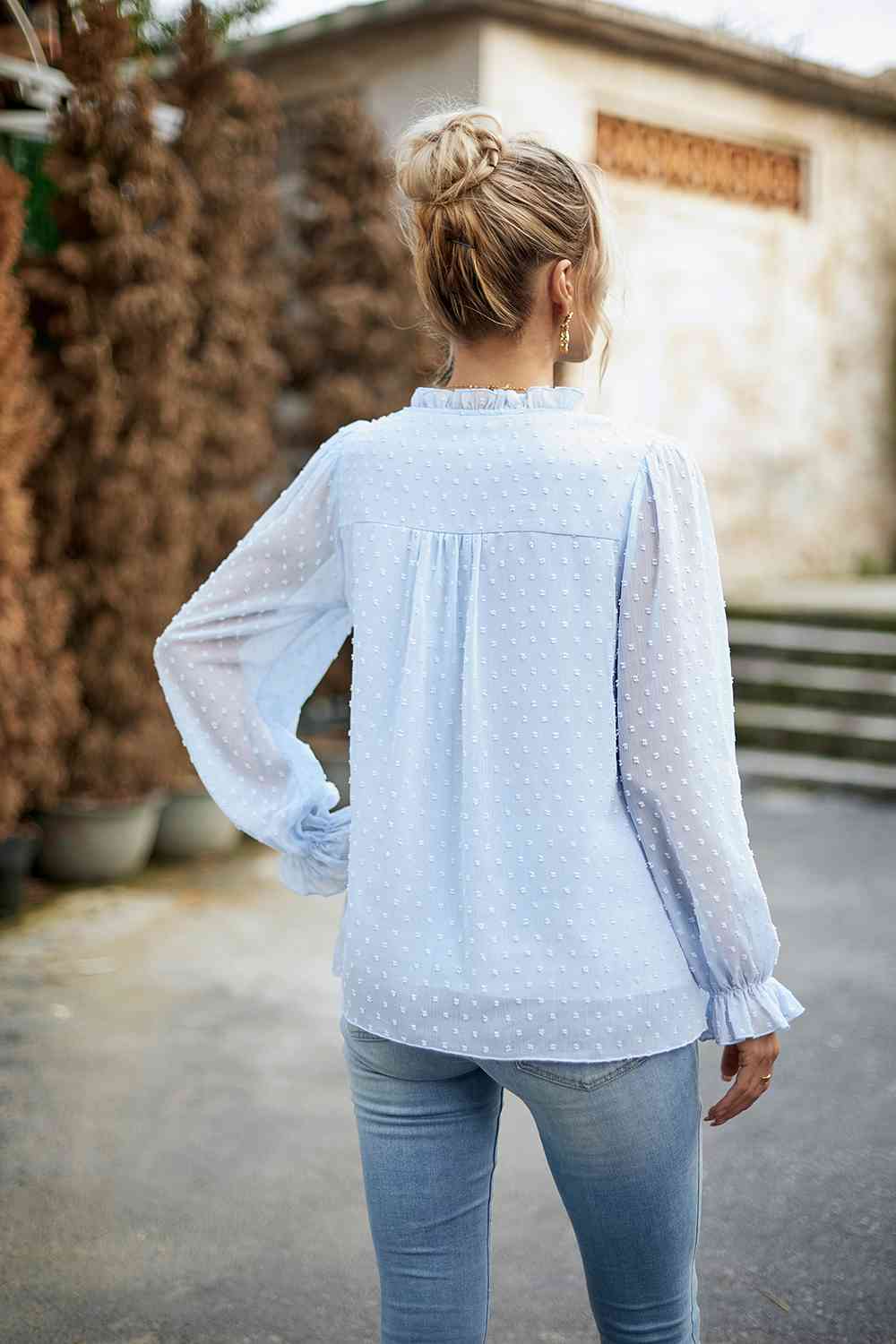 Swiss Dot Smocked Shoulder Blouse (4 Colors) Shirts & Tops Krazy Heart Designs Boutique   