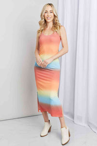 Zenana Gradient Sleeveless Slit Midi Dress  Krazy Heart Designs Boutique Coral Mix S 