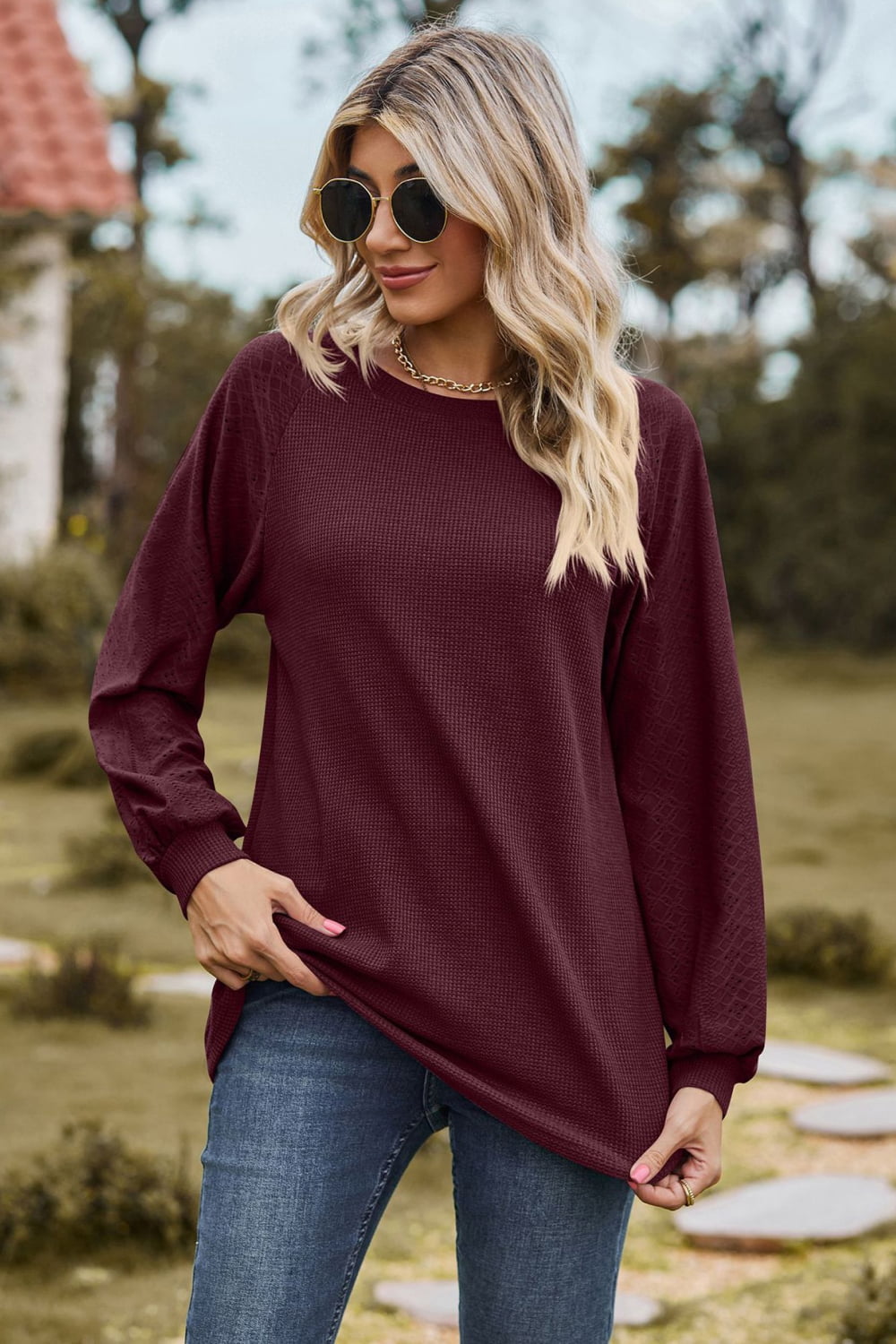 Round Neck Raglan Sleeve Top (7 Colors) Shirts & Tops Krazy Heart Designs Boutique   