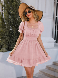 Square Neck Ruffle Hem Dress (4 Colors)  Krazy Heart Designs Boutique Blush Pink S 