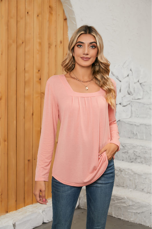 Square Neck Long Sleeve Top (7 Colors) Shirts & Tops Krazy Heart Designs Boutique Blush Pink S 