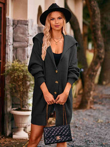 Dropped Shoulder Long Sleeve Cardigan (3 Colors)  Krazy Heart Designs Boutique Black S 