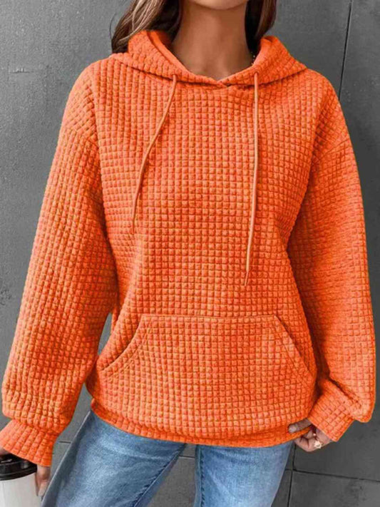 Textured Drawstring Drop Shoulder Hoodie (10 Colors)  Krazy Heart Designs Boutique   