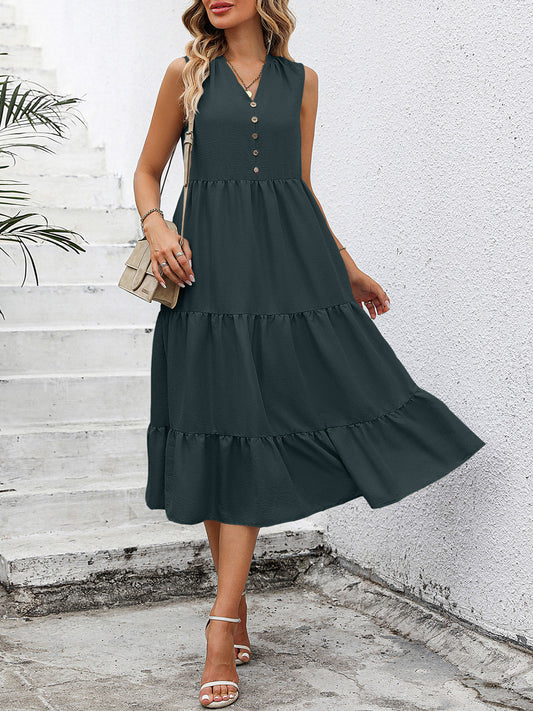 V-Neck Sleeveless Tiered Dress  Krazy Heart Designs Boutique Black Forest S 