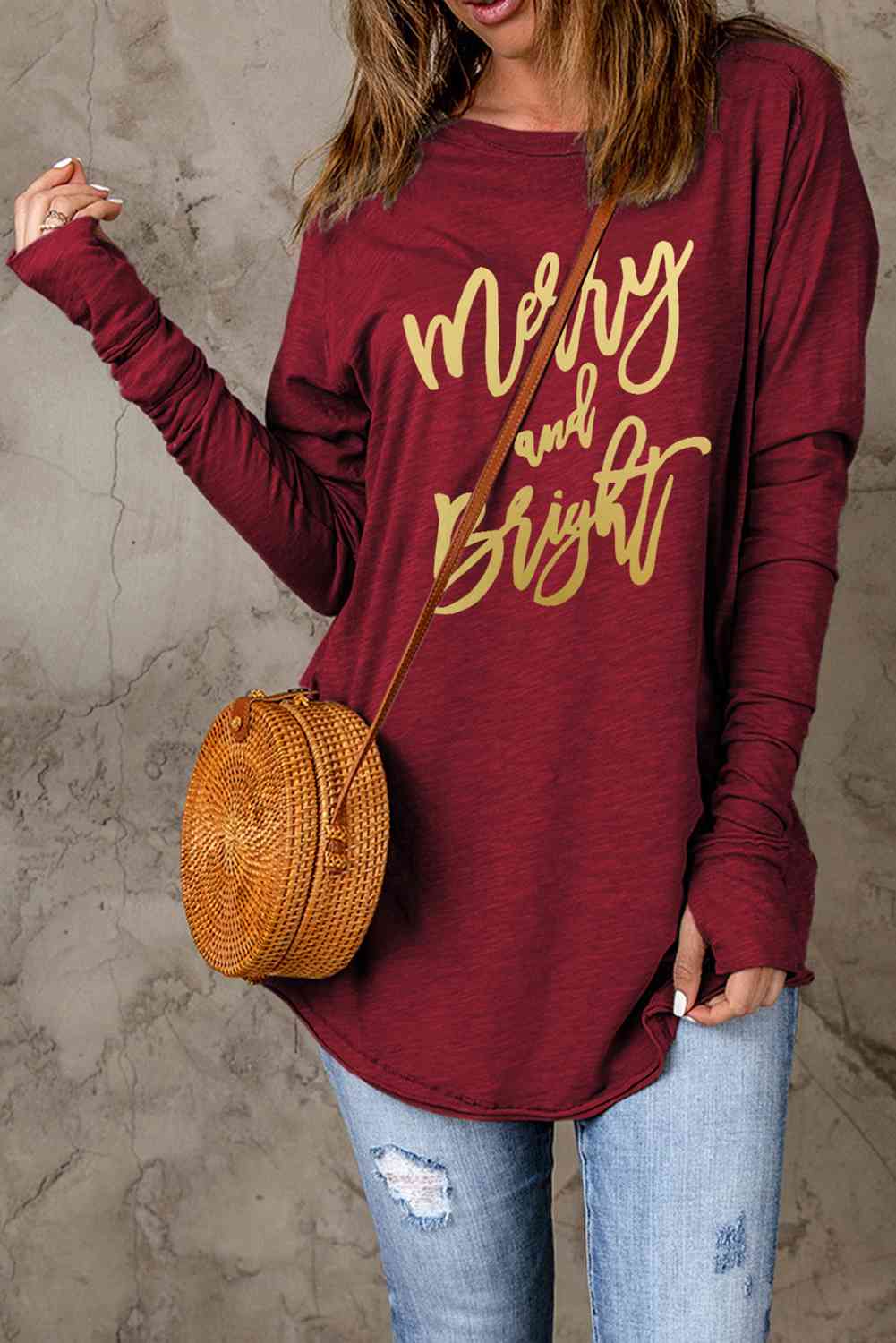 MERRY AND BRIGHT Graphic Long Sleeve T-Shirt  Krazy Heart Designs Boutique   