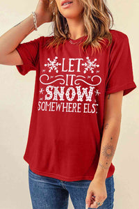 Let It Snow Graphic Round Neck T-Shirt  Krazy Heart Designs Boutique   