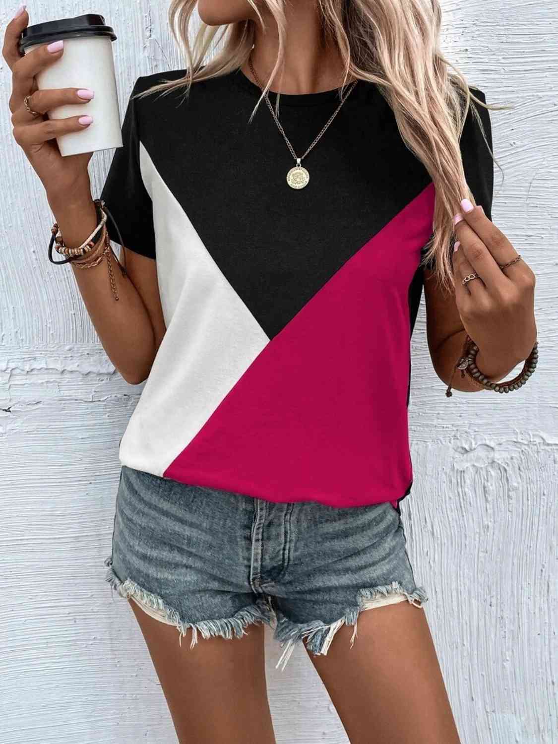 Trendy Color Block Blouse Shirts & Tops Krazy Heart Designs Boutique   