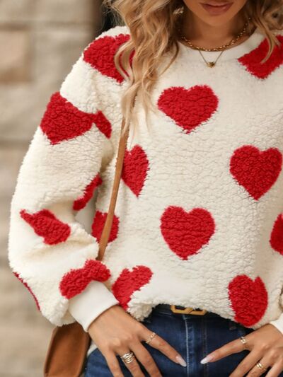 Fuzzy Heart Dropped Shoulder Sweatshirt (3 Colors) Shirts & Tops Krazy Heart Designs Boutique   