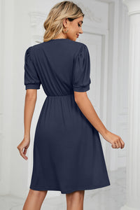 V-Neck Puff Sleeve Dress (8 Colors) Dress Krazy Heart Designs Boutique   