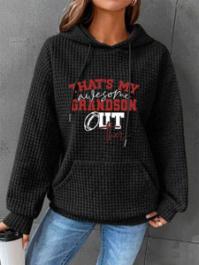 THAT'S MY GRANDSON Drawstring Hoodie with Pocket Shirts & Tops Krazy Heart Designs Boutique Black S 