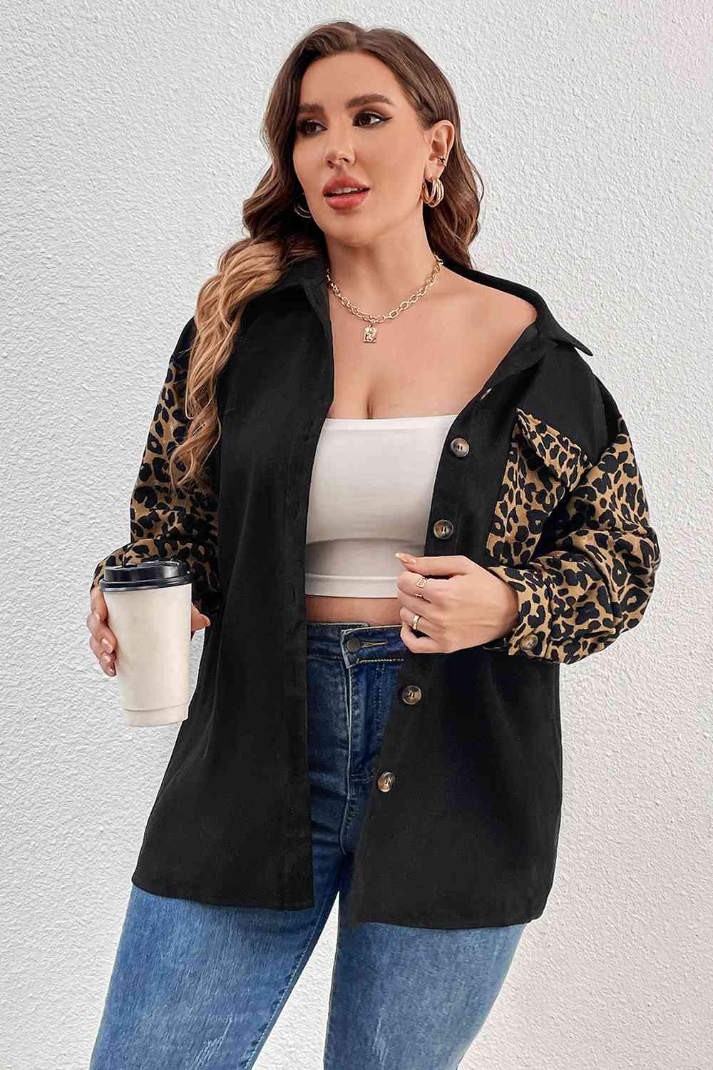 Plus Size Leopard Shacket  Krazy Heart Designs Boutique   