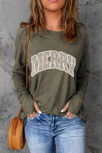 MERRY Graphic Round Neck T-Shirt  Krazy Heart Designs Boutique   