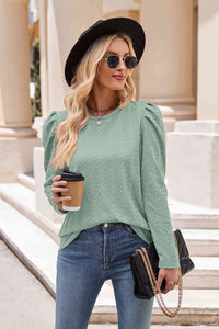 Round Neck Puff Sleeve Blouse (7 Colors) Shirts & Tops Krazy Heart Designs Boutique Gum Leaf S 