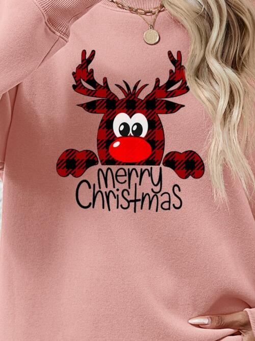 MERRY CHRISTMAS With Reindeer Sweatshirt (9 Colors)  Krazy Heart Designs Boutique   