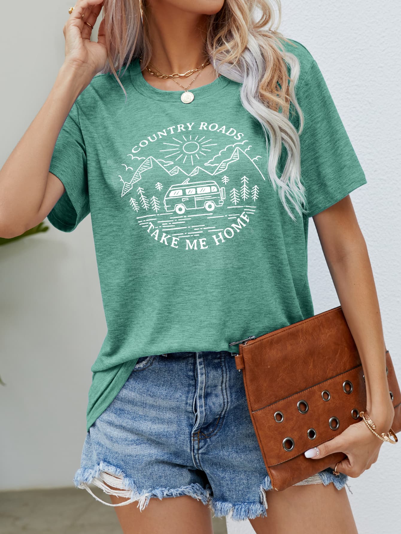 COUNTRY ROADS TAKE ME HOME Graphic Tee (5 Colors)  Krazy Heart Designs Boutique Gum Leaf S 