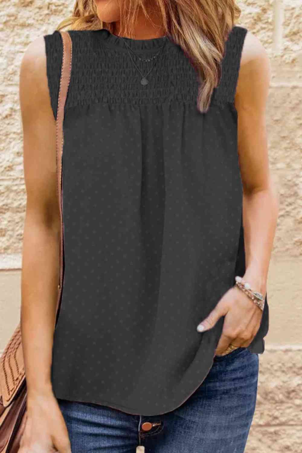 Smocked Tie Back Frill Trim Tank (6 Colors)  Krazy Heart Designs Boutique   