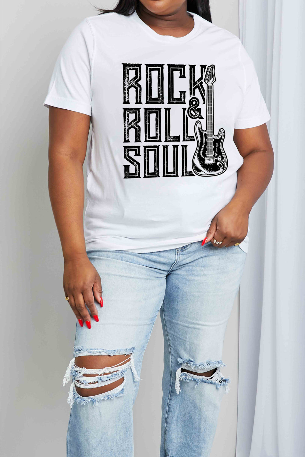 Simply Love Full Size ROCK & ROLL SOUL Graphic Cotton T-Shirt (2 Colors)  Krazy Heart Designs Boutique   