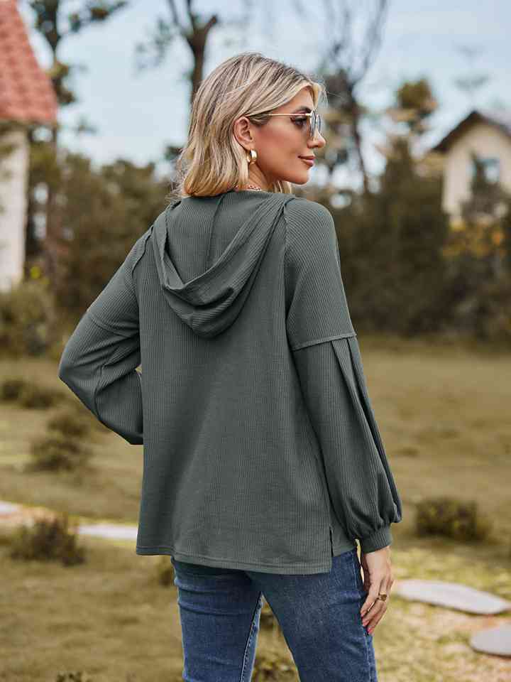 Dropped Shoulder Button-Down Hoodie (6 Colors) Shirts & Tops Krazy Heart Designs Boutique   