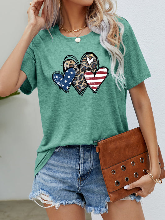 US Flag Leopard Heart Graphic Tee (5 Colors)  Krazy Heart Designs Boutique Gum Leaf S 