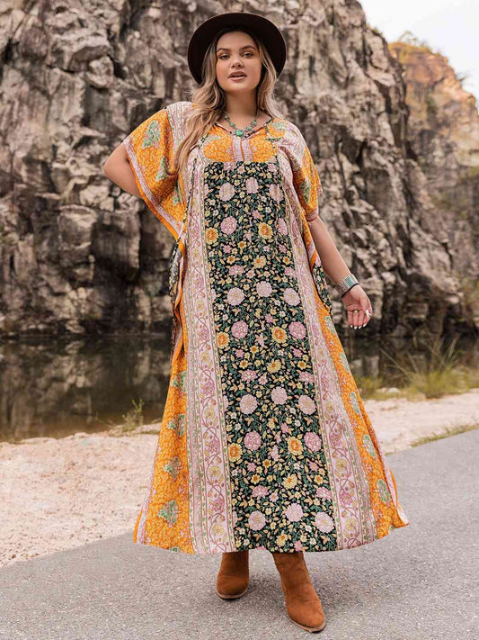 Plus Size Tie Neck Maxi Dress  Krazy Heart Designs Boutique Pumpkin 0XL 