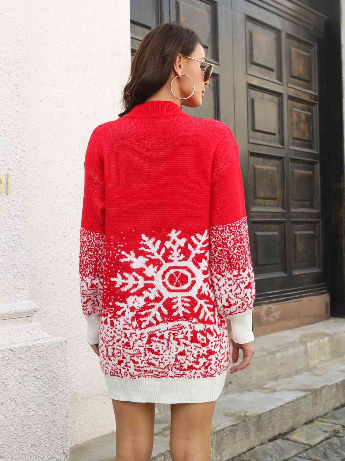Snowflake Pattern Long Length Sweater (2 Colors) Shirts & Tops Krazy Heart Designs Boutique   