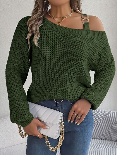 Asymmetrical Neck Long Sleeve Sweater (5 Colors) Shirts & Tops Krazy Heart Designs Boutique Army Green S 