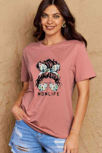 Simply Love Full Size MOM LIFE Graphic Cotton T-Shirt (4 Colors)  Krazy Heart Designs Boutique   