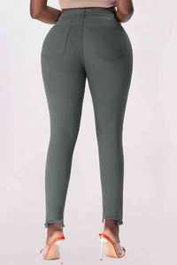 Baeful Button Fly Hem Detail Skinny Jeans  Krazy Heart Designs Boutique   