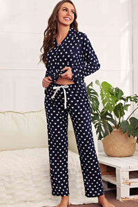 Star Print Button-Up Shirt and Pants Lounge Set Loungewear Krazy Heart Designs Boutique   