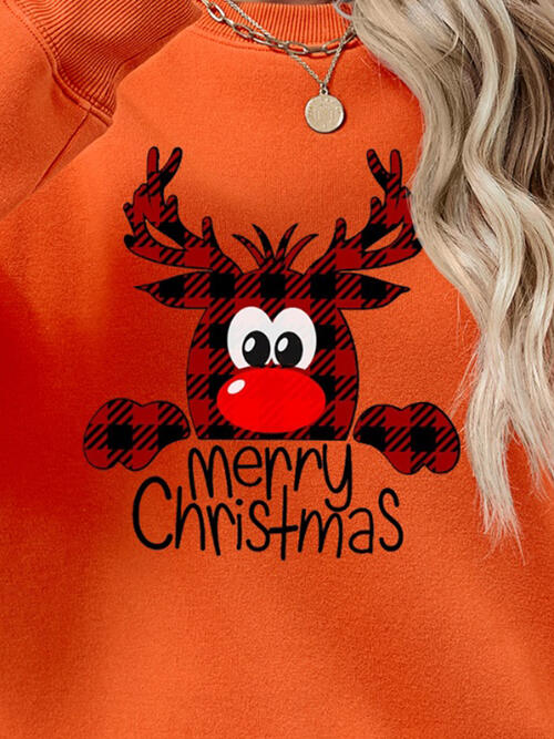 MERRY CHRISTMAS With Reindeer Sweatshirt (9 Colors)  Krazy Heart Designs Boutique   