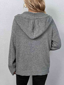 Button Up Drawstring Long Sleeve Hooded Cardigan (3 Colors)  Krazy Heart Designs Boutique   