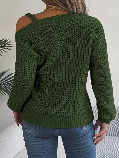 Asymmetrical Neck Long Sleeve Sweater (5 Colors) Shirts & Tops Krazy Heart Designs Boutique   