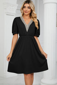 V-Neck Puff Sleeve Dress (8 Colors) Dress Krazy Heart Designs Boutique Black S 